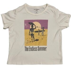 The Endless Summer Creamy White Graphic Short Sleeve Tee Sz M Vintage Inspired